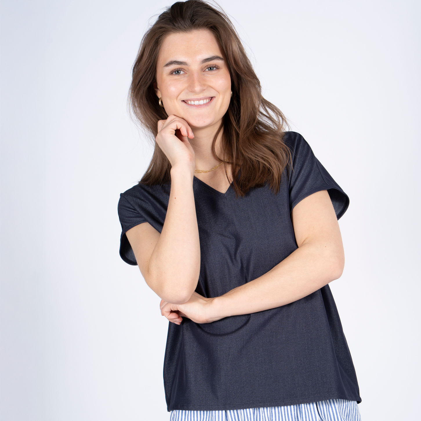 SASIA Charlotte Dame Bluse - NAVY BLAZER BLUE