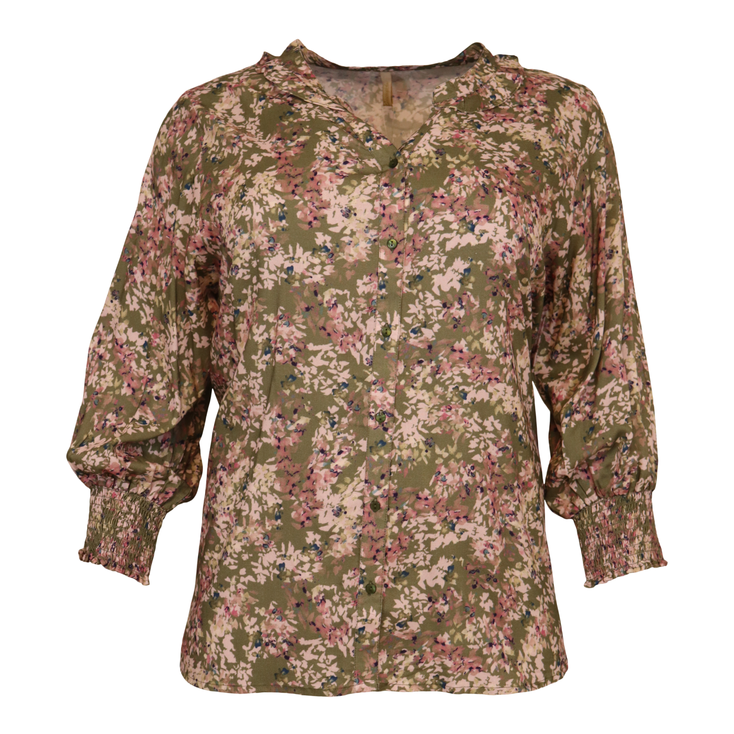 Cassiopeia Dame Bluse Plus Size - Green Combi