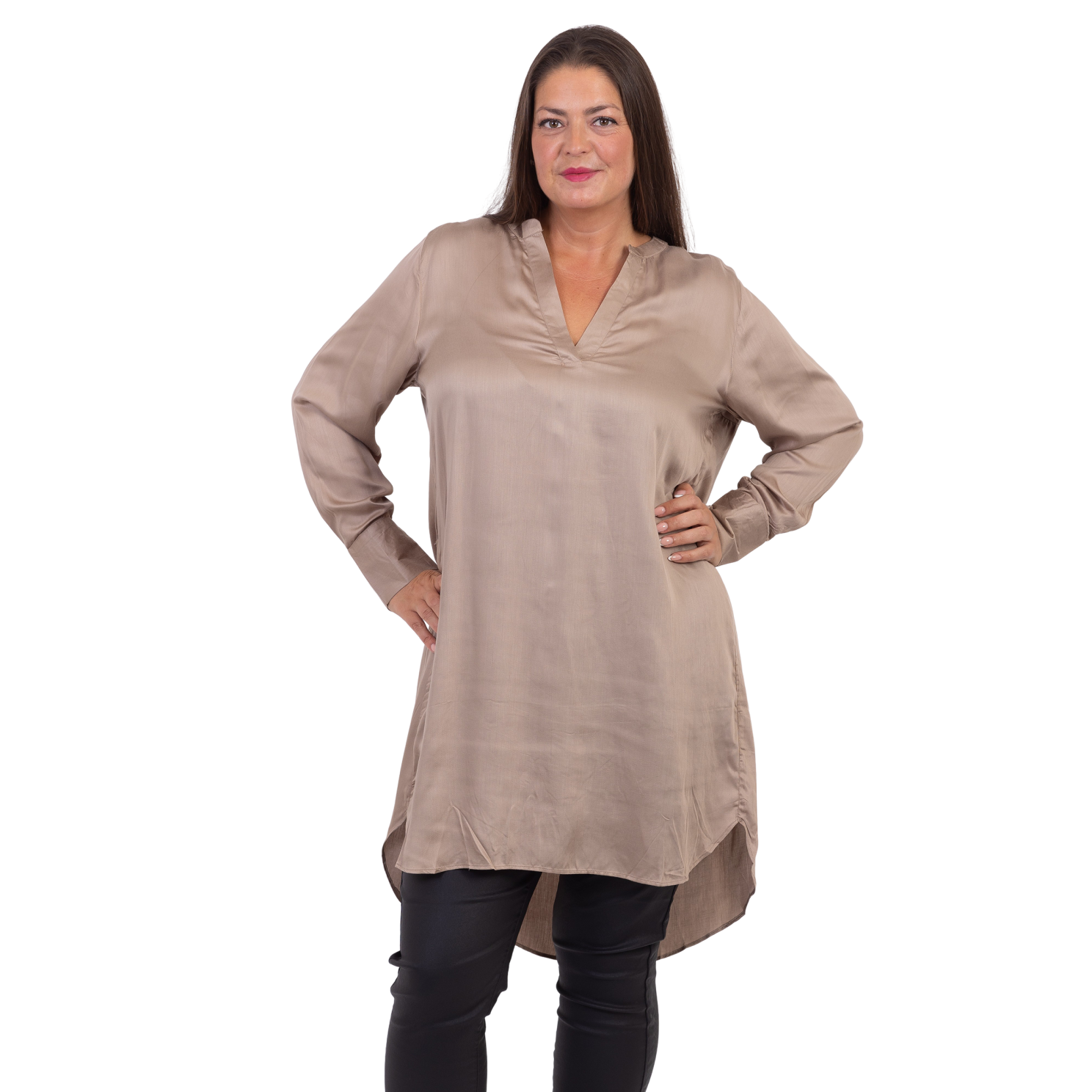 ZbyZ Dame Kjole Plus Size - Beige