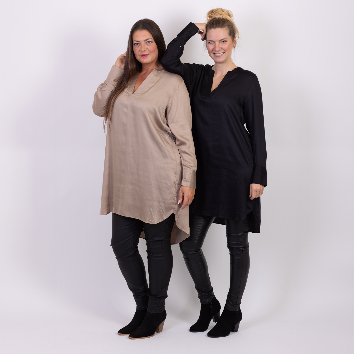 ZbyZ Dame Kjole Plus Size - Beige