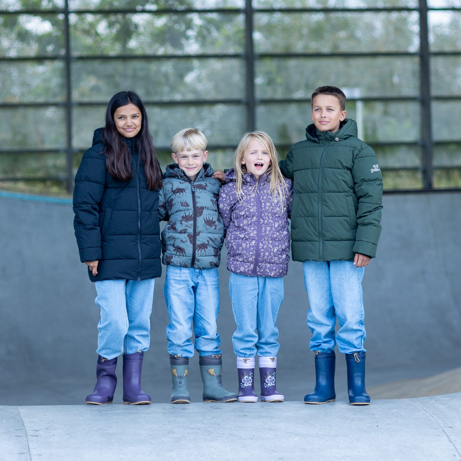 Soft Gallery Børne Vinterjakke m. BIONIC-FINISH® ECO coating - Castor Gray Aop