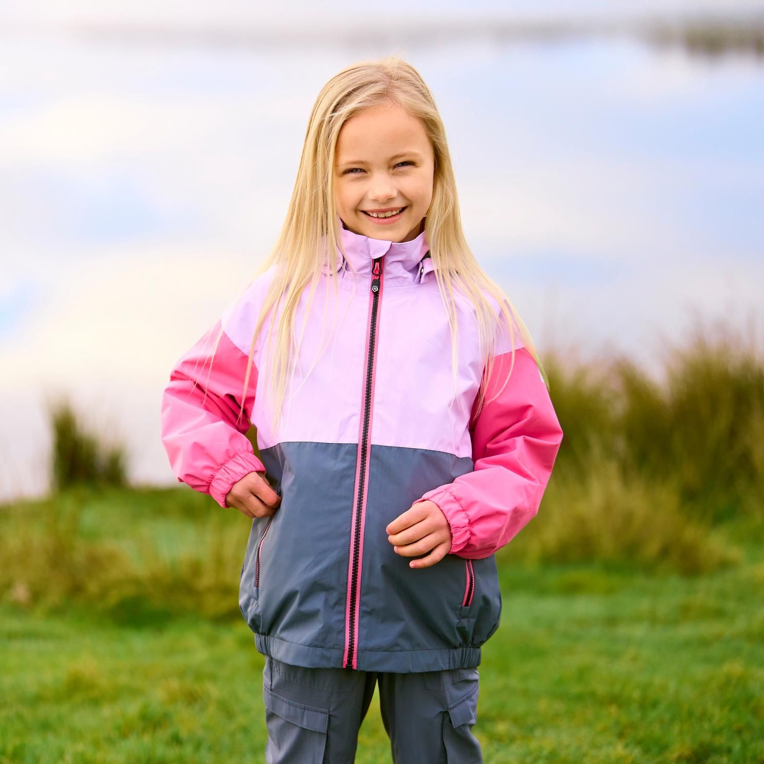 Color Kids Pige Regnjakke m. BIONIC-FINISH® ECO coating - Orchid Bloom