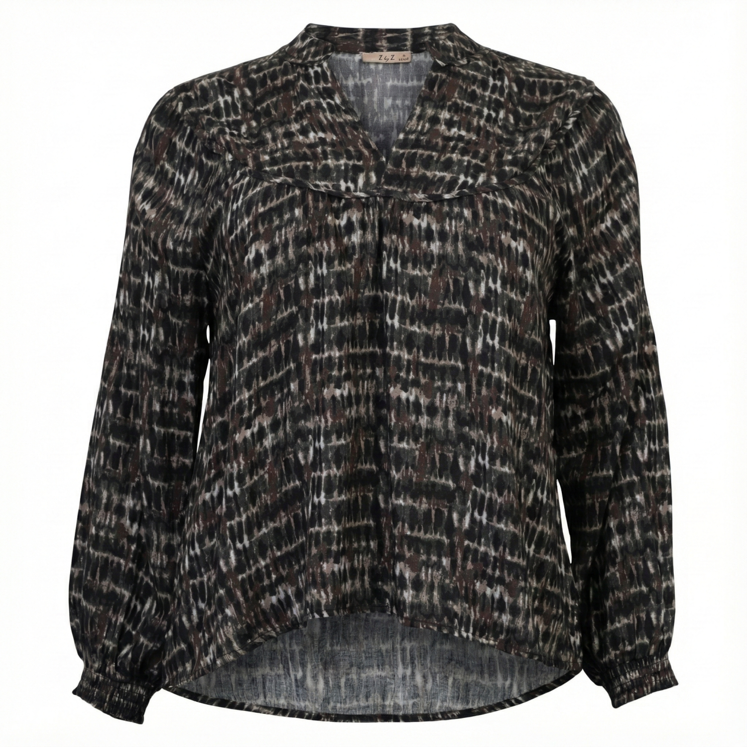 ZbyZ Dame Bluse - Khaki Combo