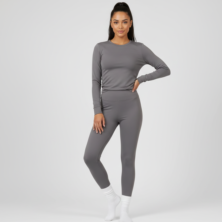 Dame Termoleggings m. for - Lysegrå