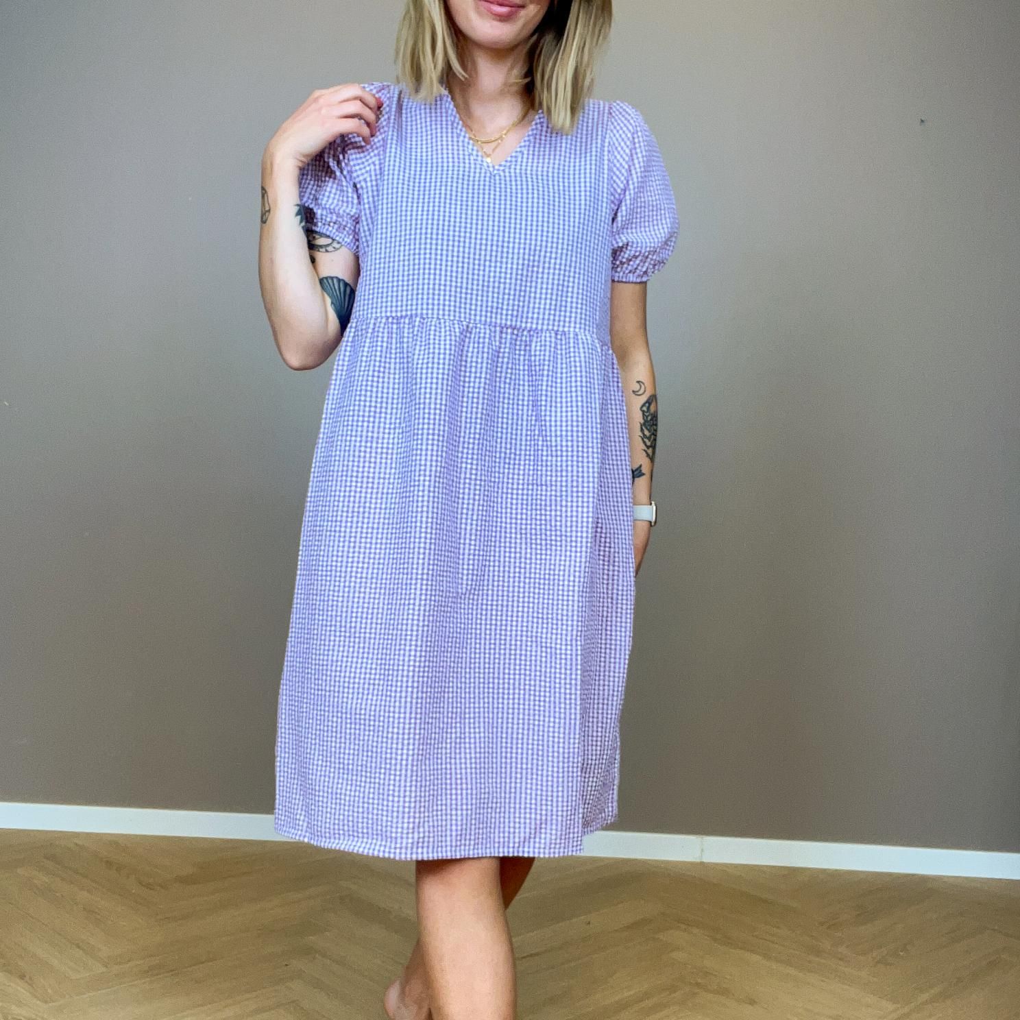 Noisy May Dame Kjole - Purple Impressi/White