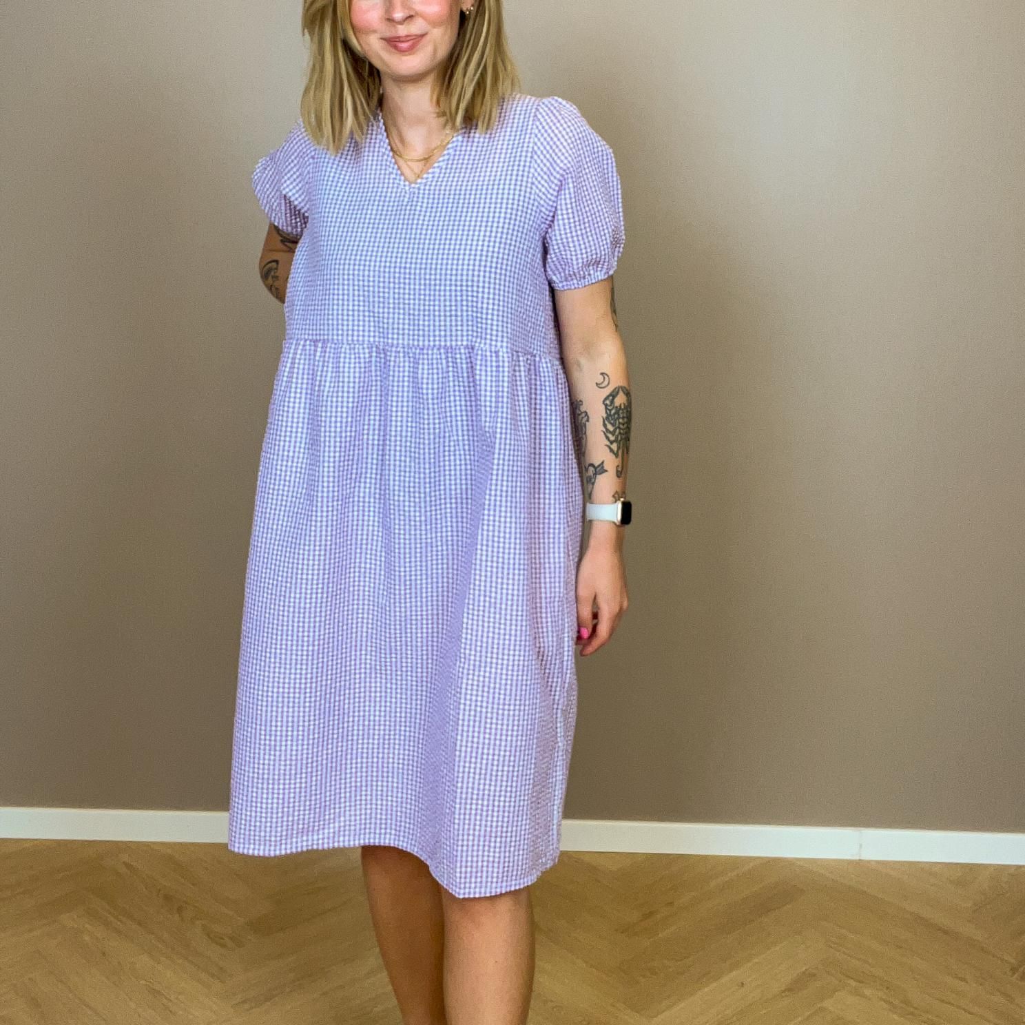 Noisy May Dame Kjole - Purple Impressi/White