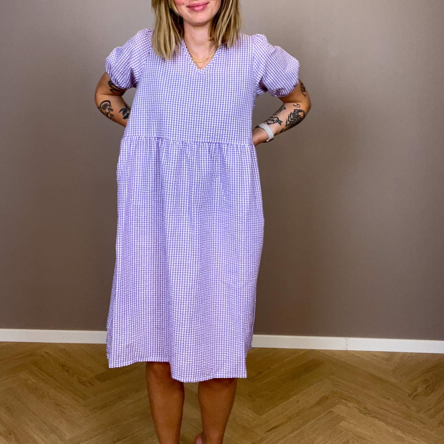 Noisy May Dame Kjole - Purple Impressi/White