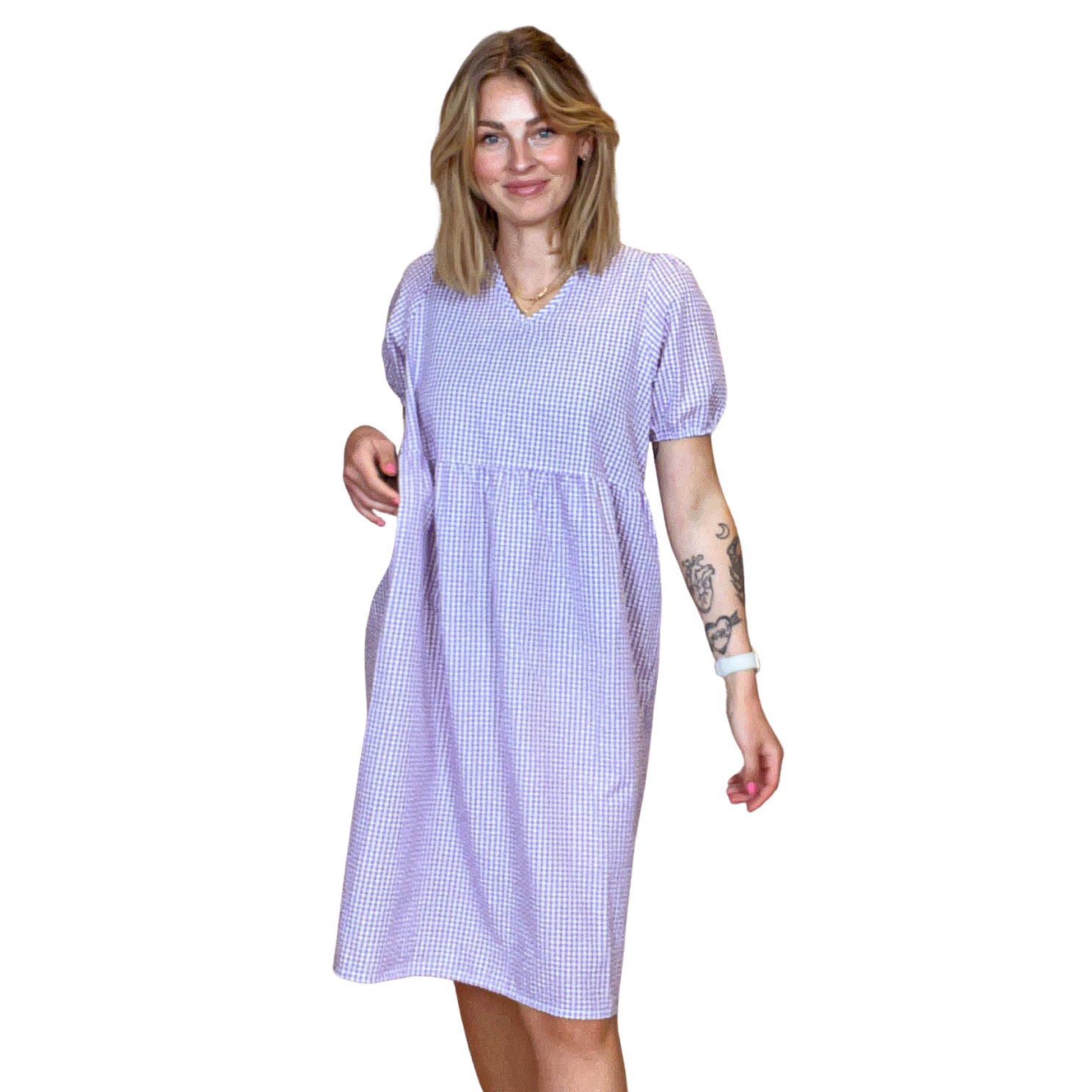 Noisy May Dame Kjole - Purple Impressi/White