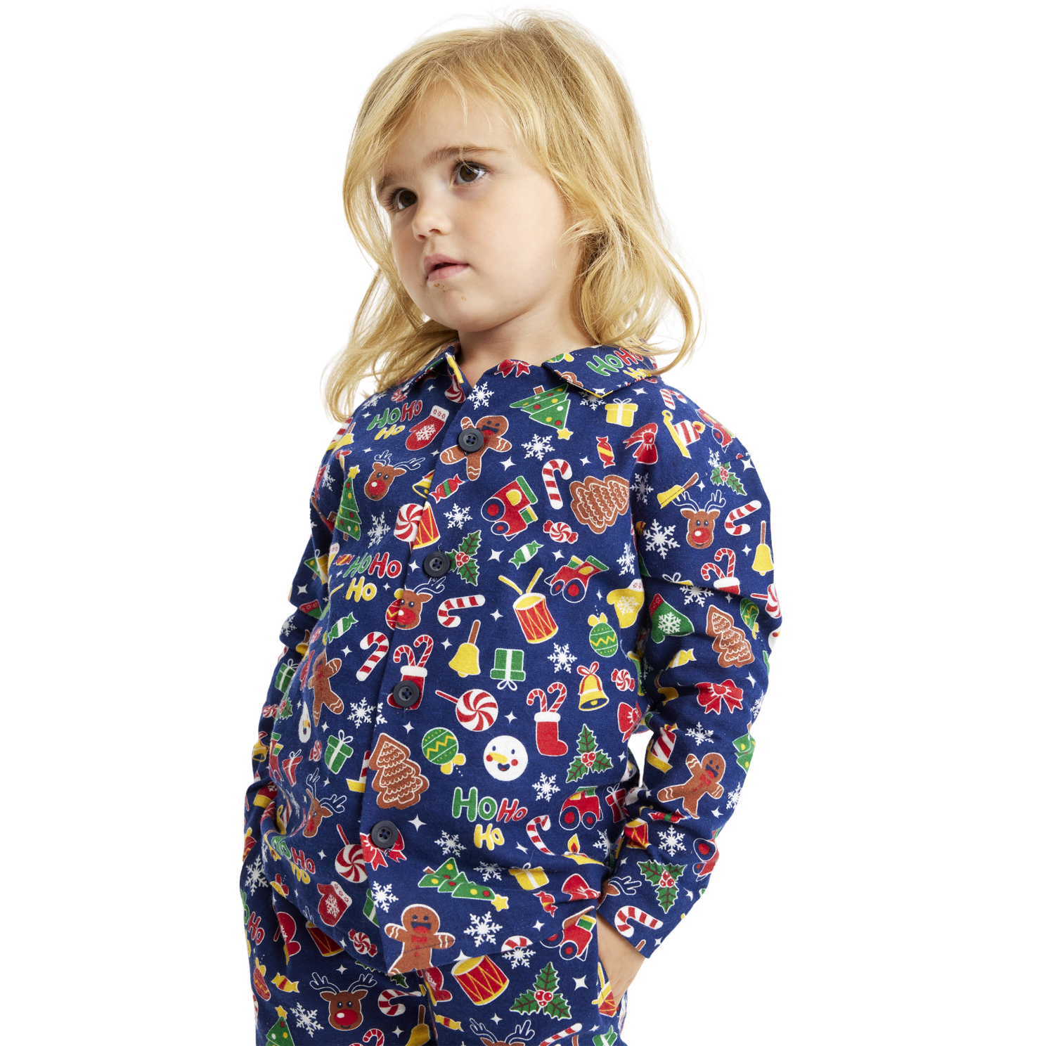 Jule Børne Nattøjssæt i økologisk bomuld - Navy