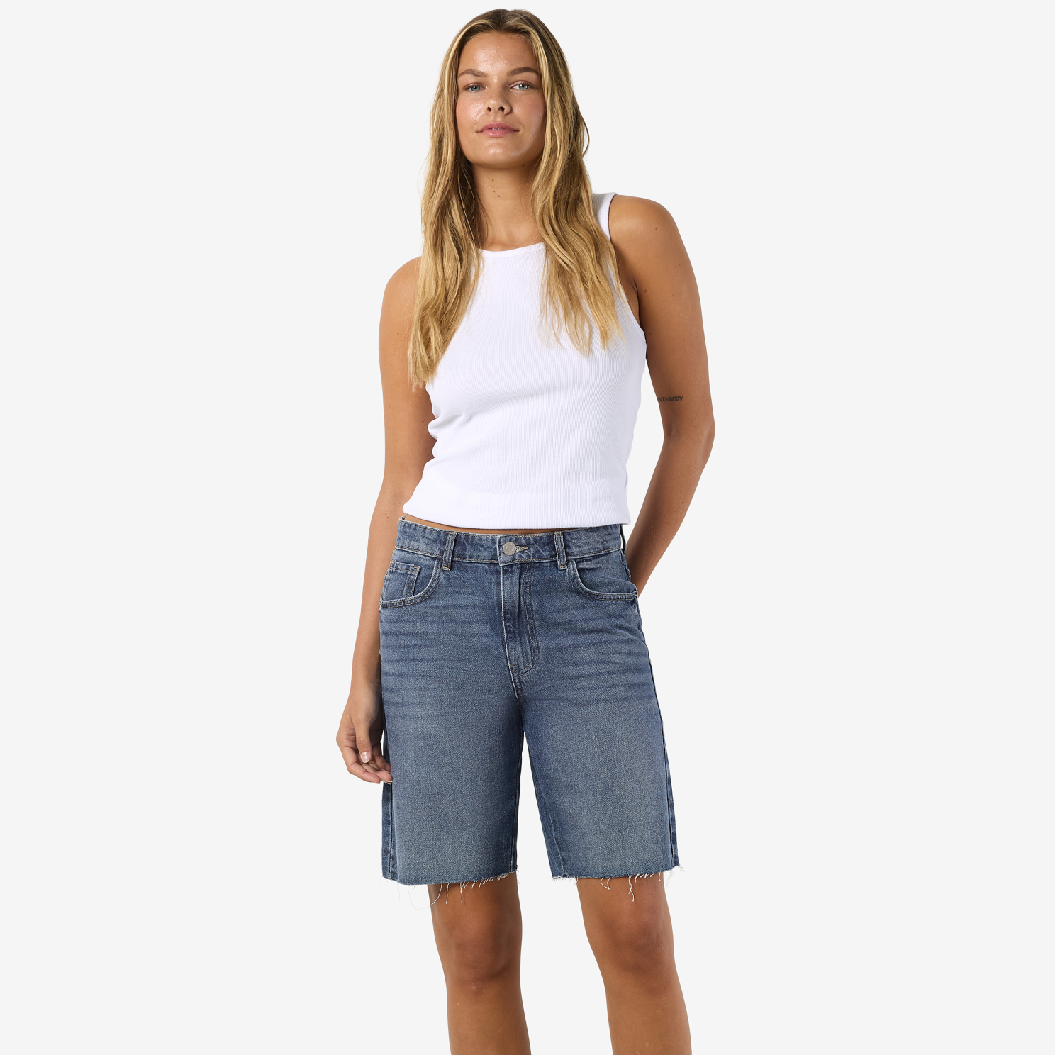 Noisy May Holla Dame Shorts - Medium Blue Denim