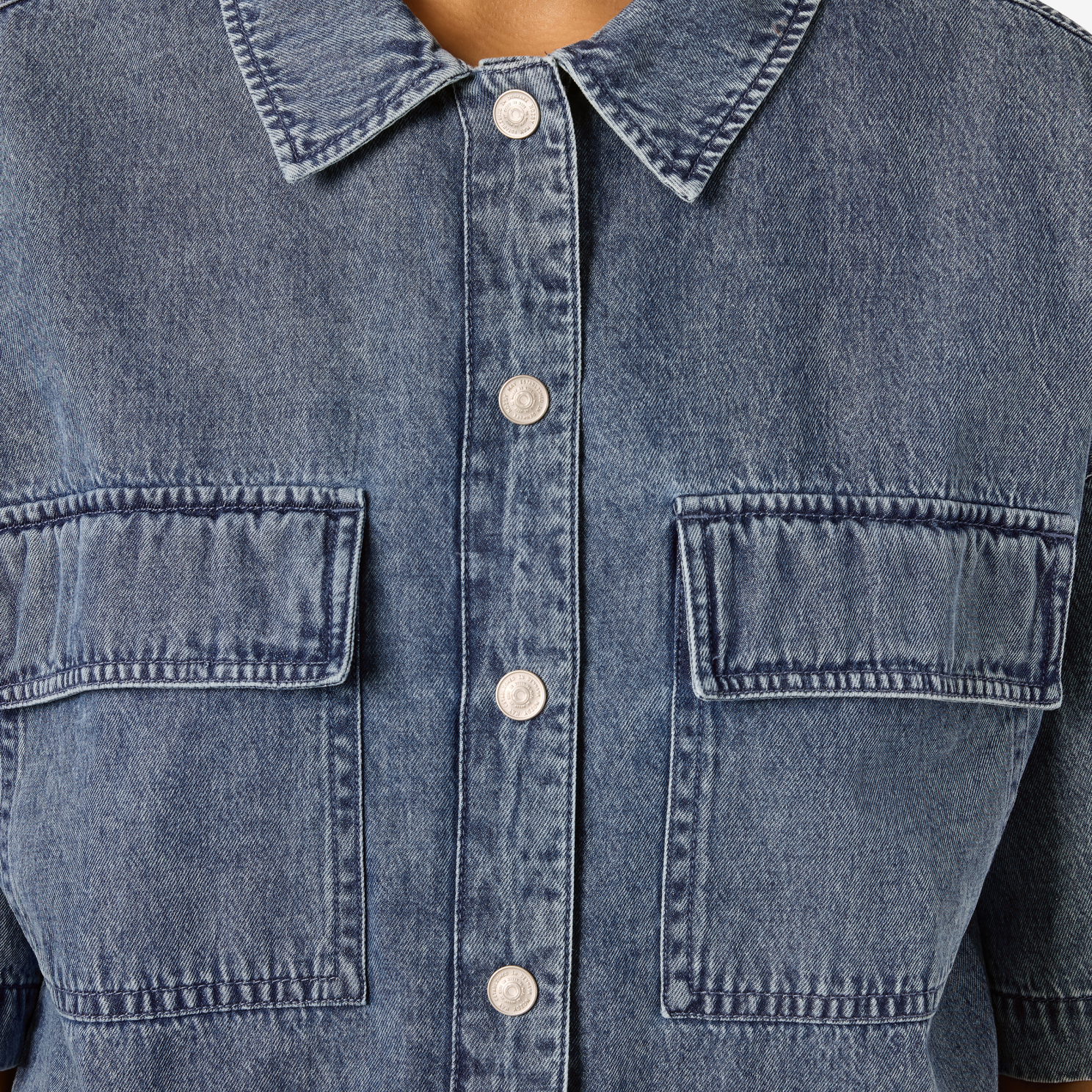 Noisy May Enza Dame Denimskjorte - Medium Blue Denim