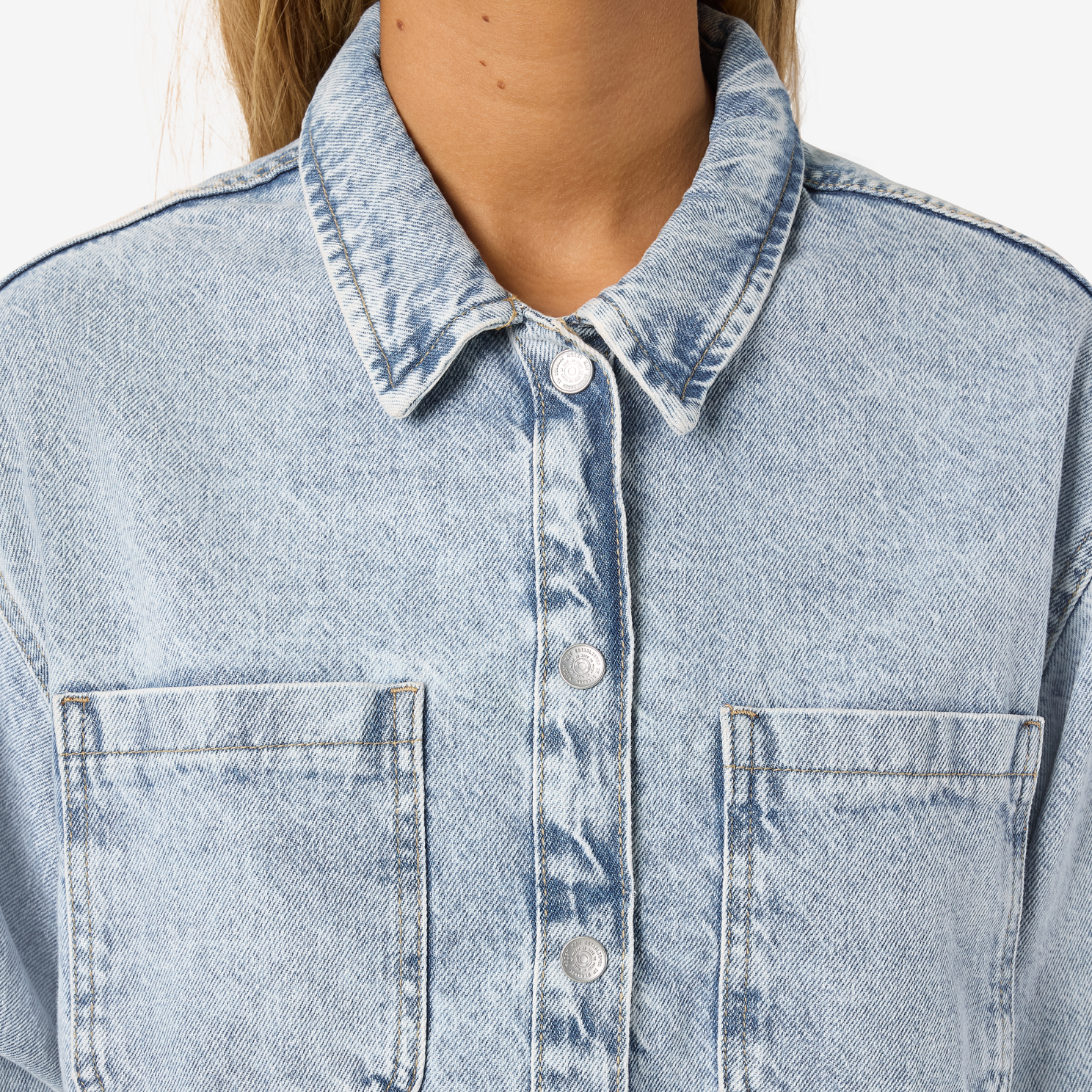 Noisy May Alva Dame Denimskjorte - Light Blue Denim