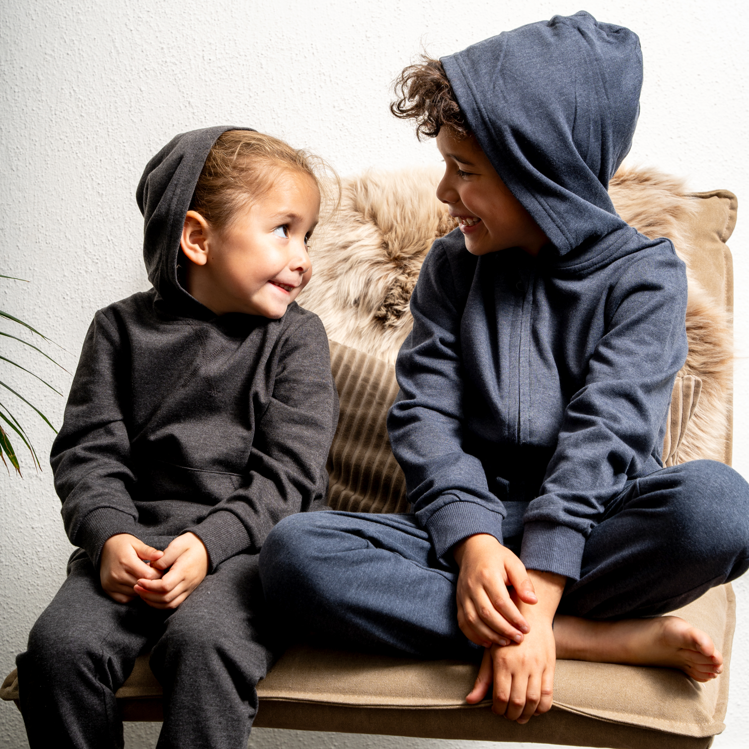 Steenholt Atlas Børne Hættetrøje - Melange Blue