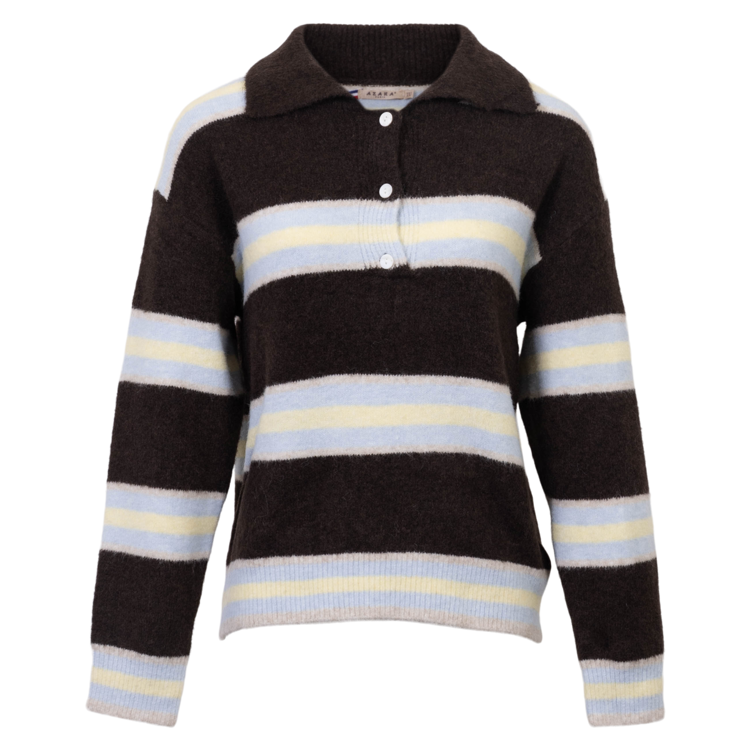 Dame Striktrøje - CHOCO/BLEU