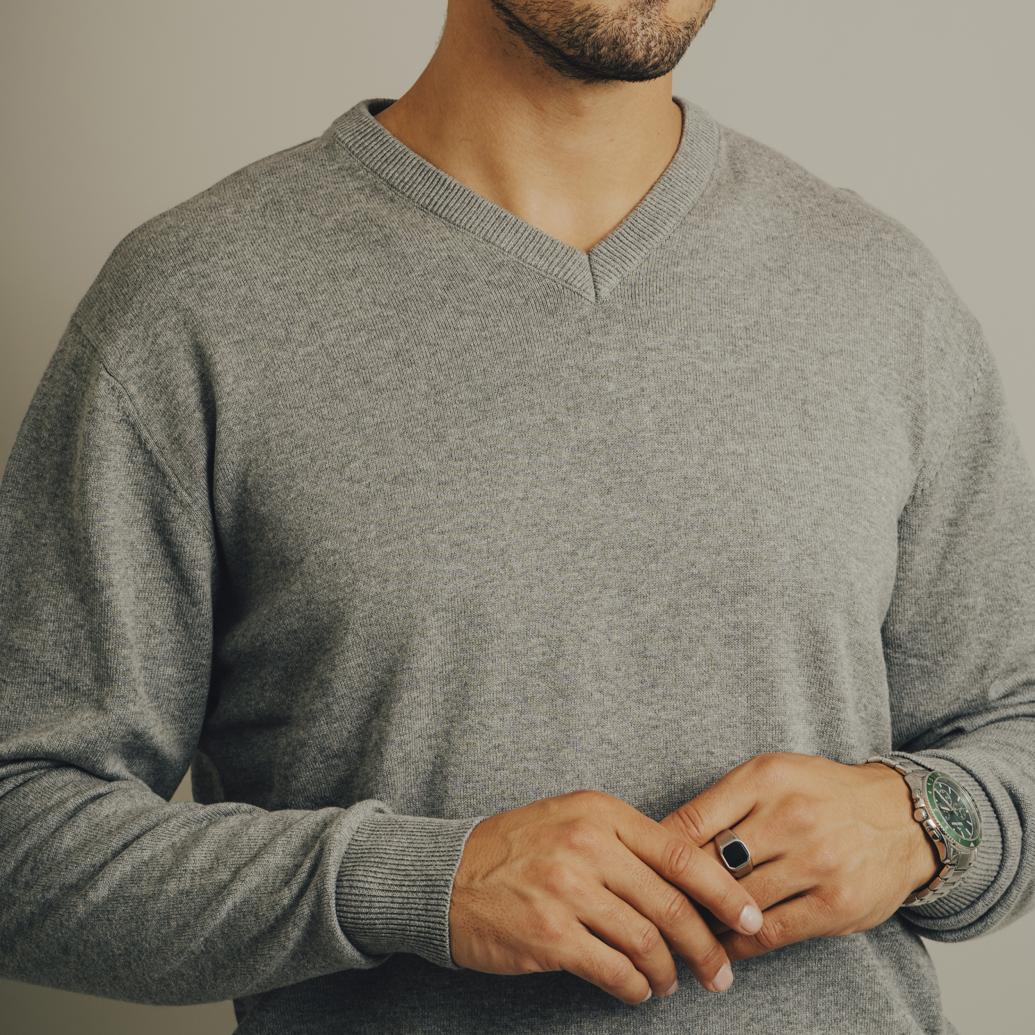 Carnét Stone Herre Striktrøje - Grey Mix