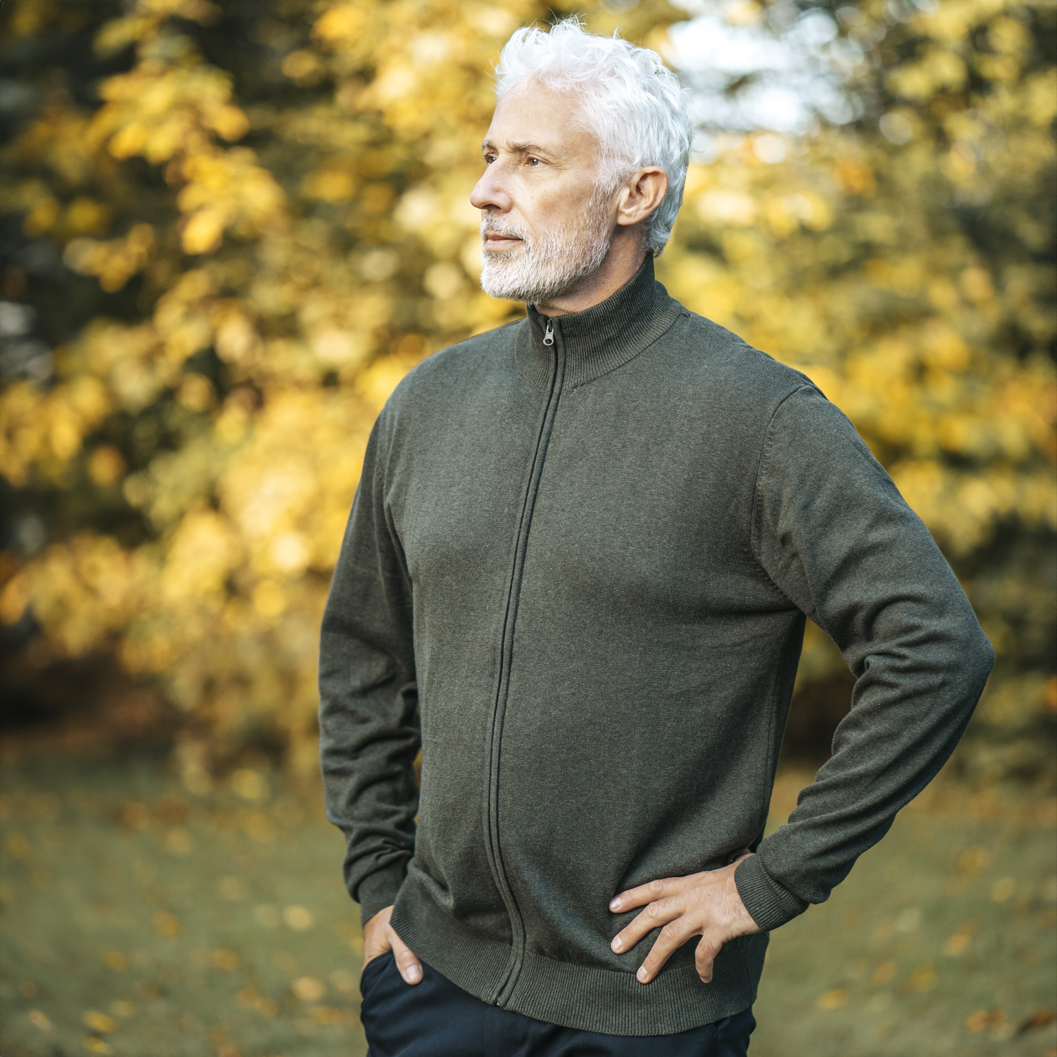 Carnét Stone Herre Cardigan - Forest Green Mix