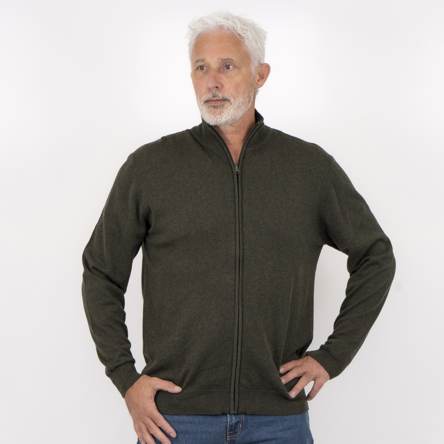 Carnét Stone Herre Cardigan - Forest Green Mix