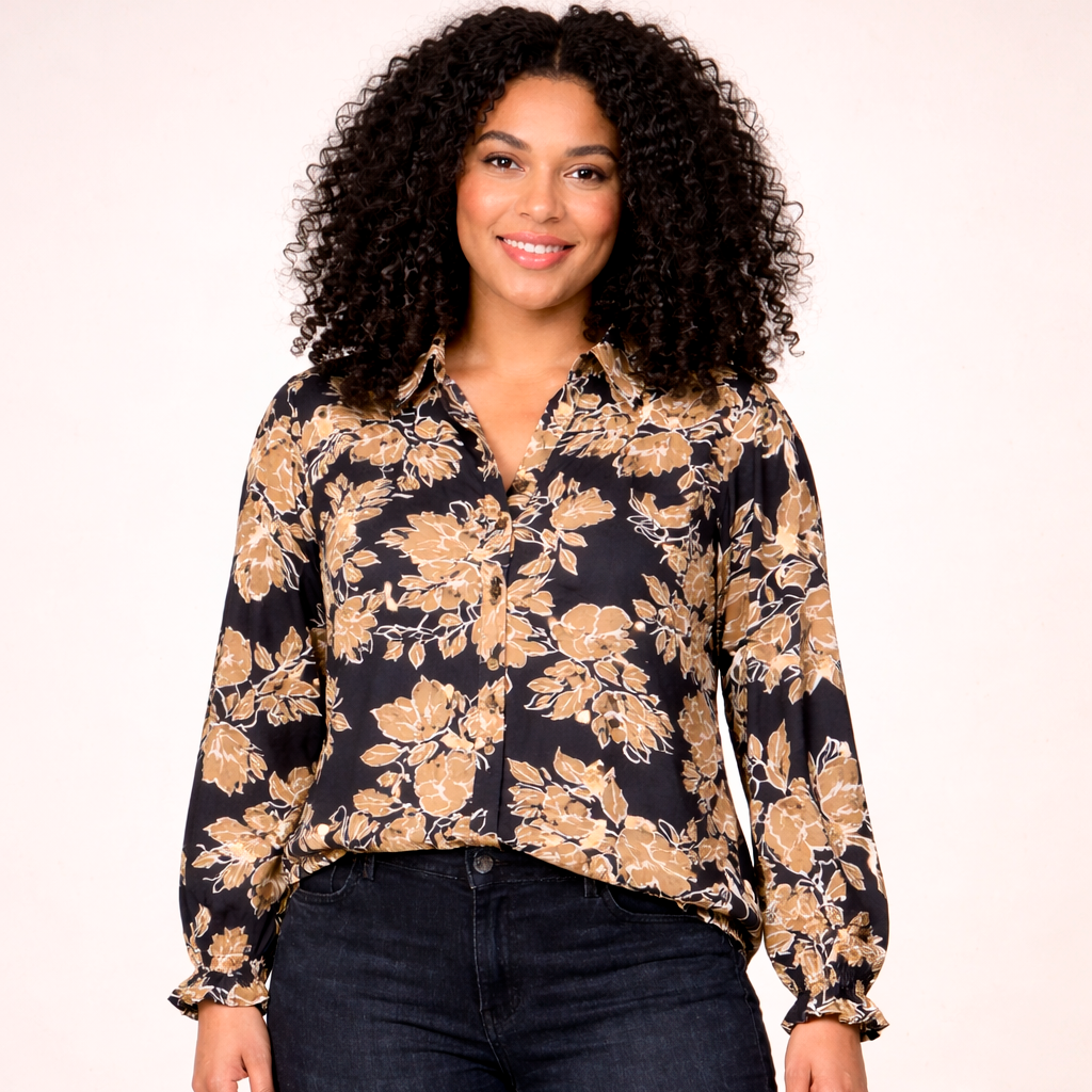 ZbyZ Dame Skjorte - Flower AOP