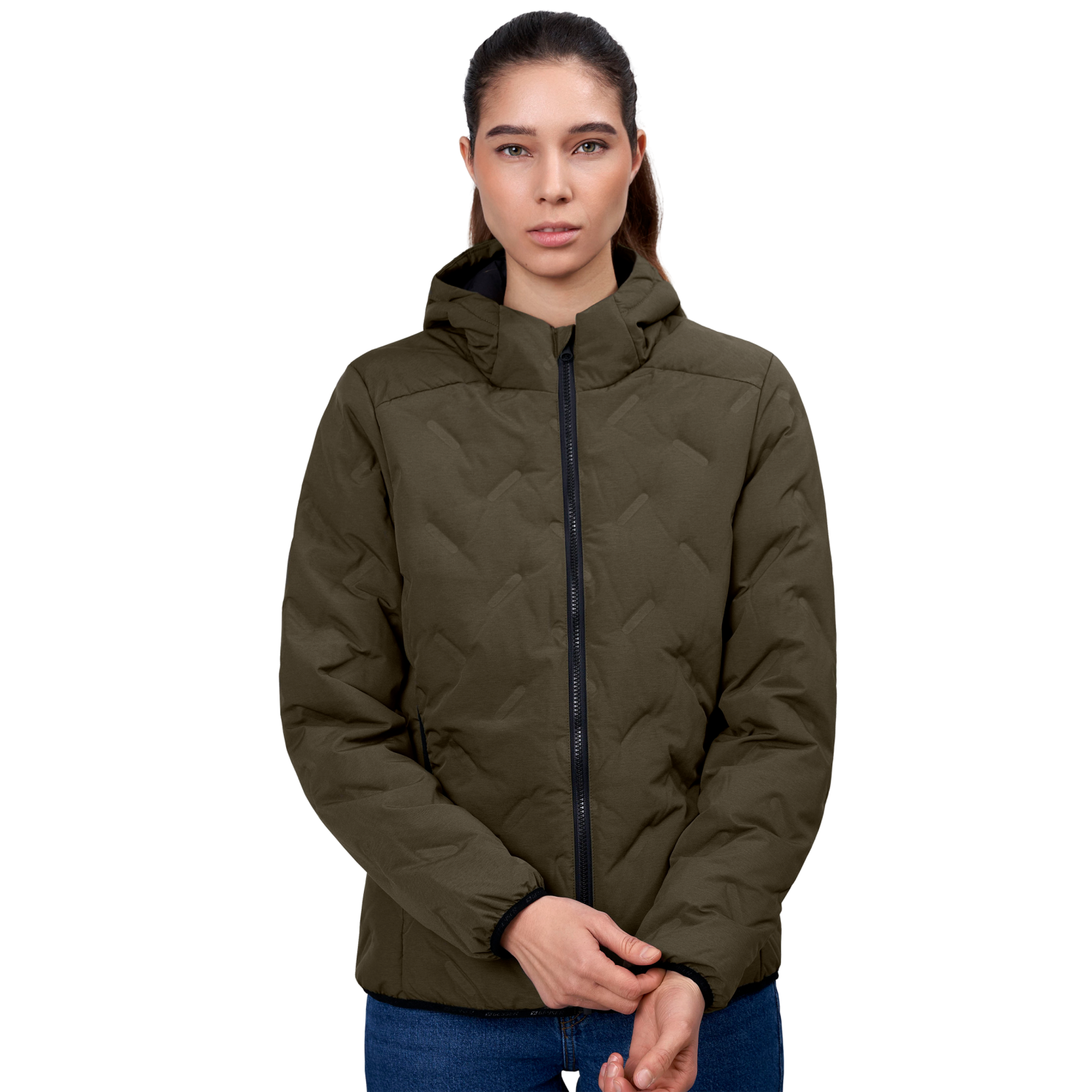 GEYSER by ID Quilted Dame Vinterjakke - Oliven melange