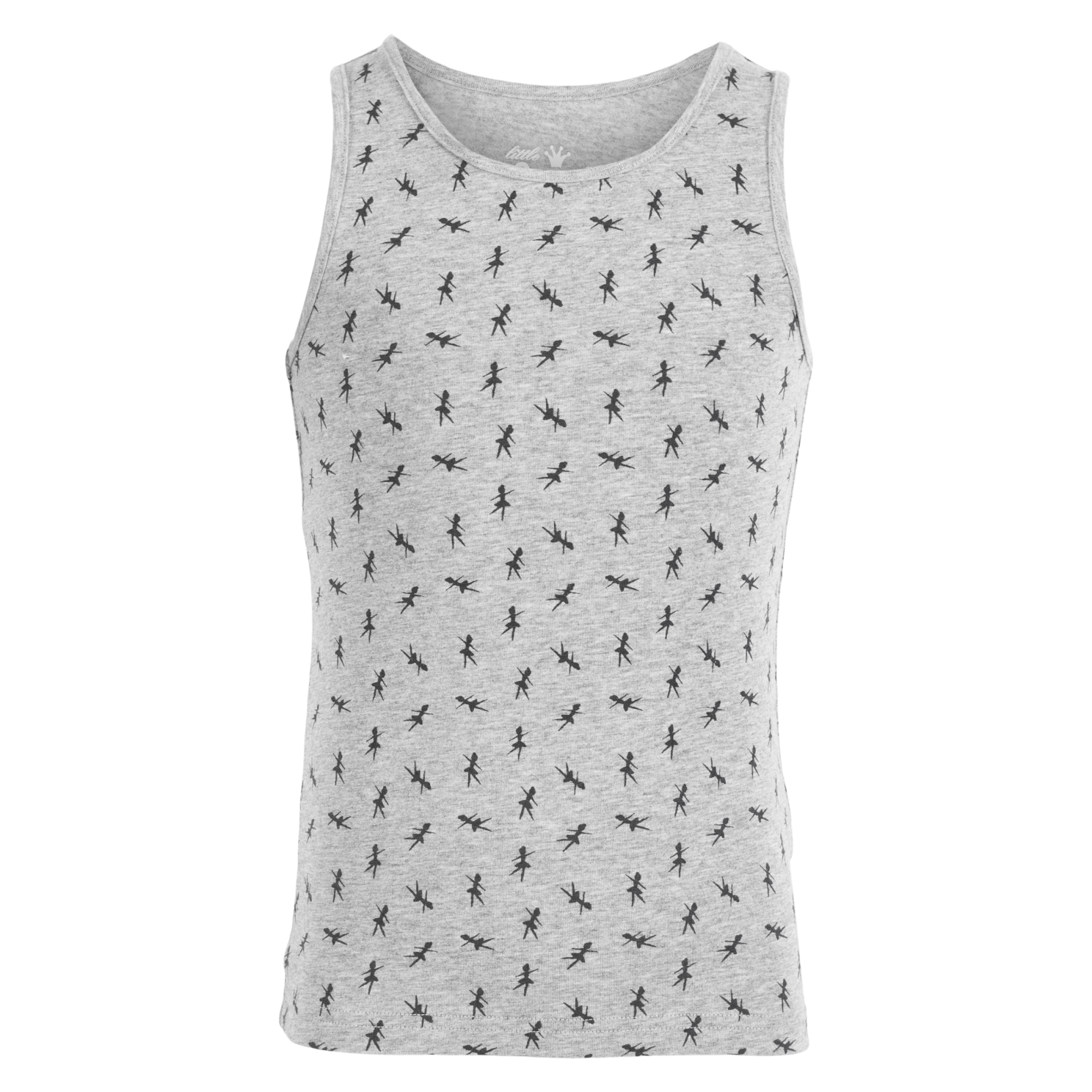 Queenz Uno Pige Undertrøje - Grey Melange AOP Girl