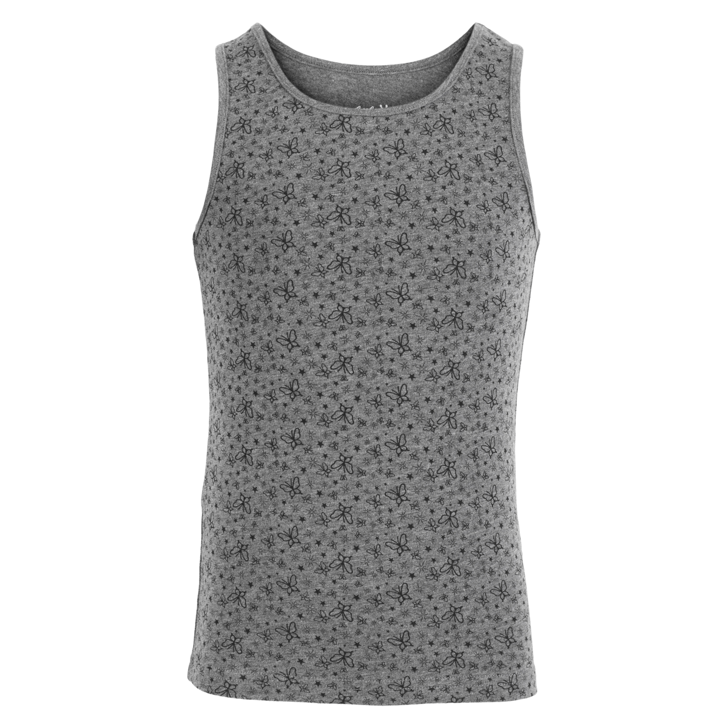 Queenz Uno Pige Undertrøje - Grey Melange AOP Girl