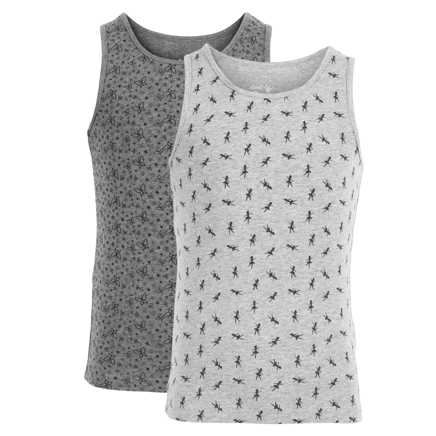 Queenz Uno Pige Undertrøje - Grey Melange AOP Girl