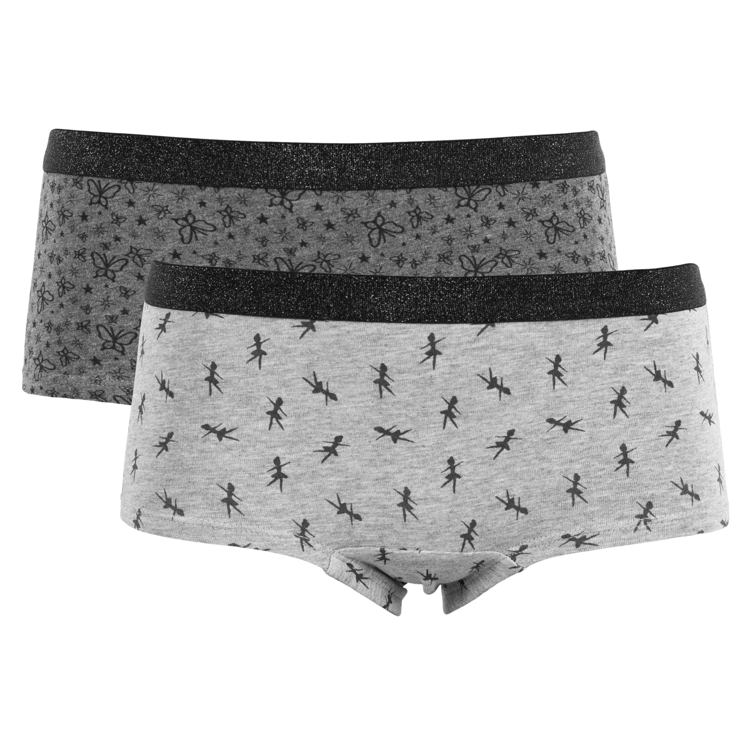 Queenz Uno Pige Trusser m. glimmer - GREY MELANGE AOP GIRL