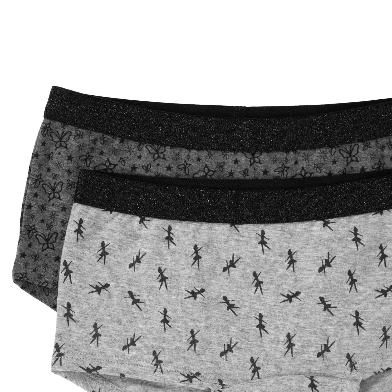 Queenz Uno Pige Trusser m. glimmer - GREY MELANGE AOP GIRL