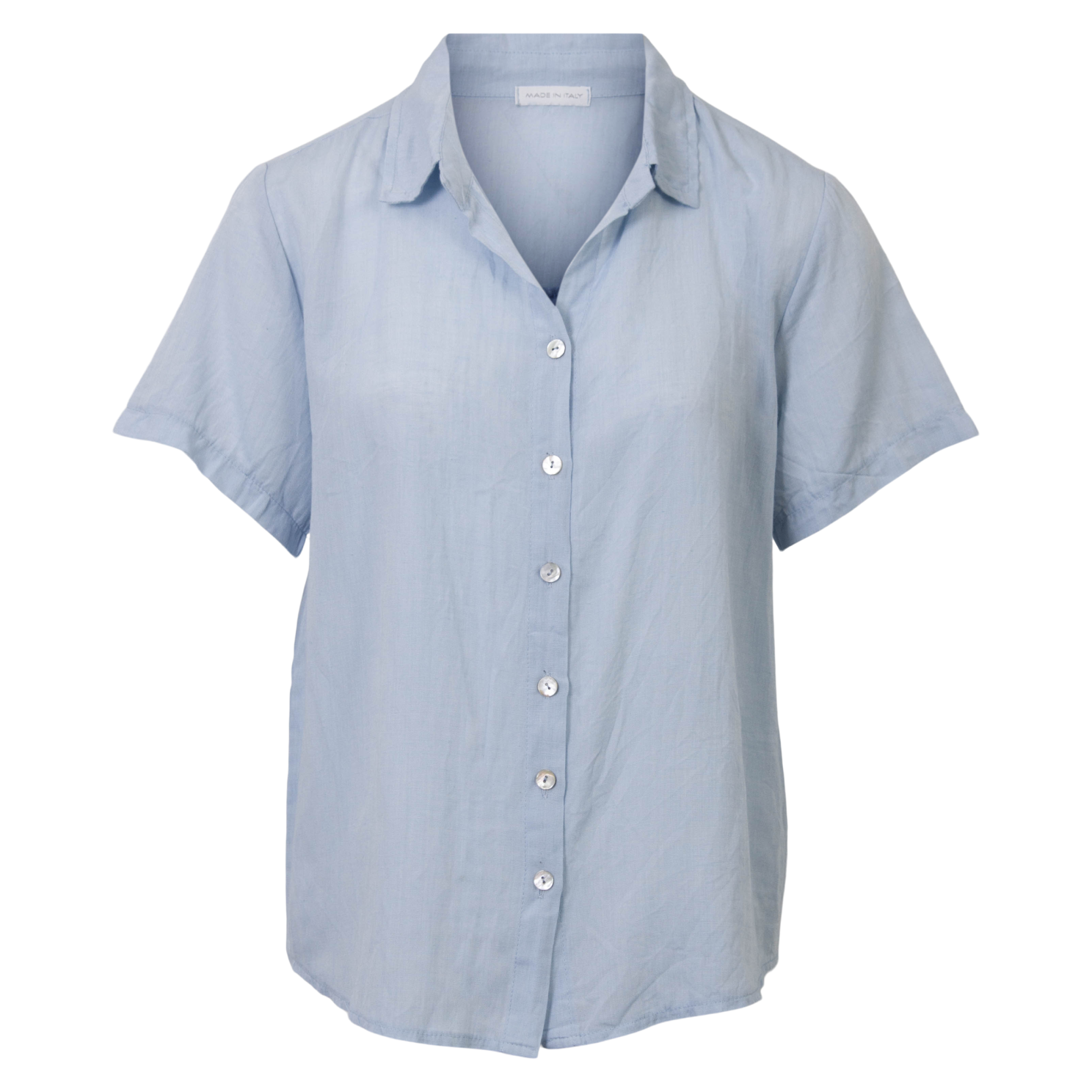 Leonora Dame Kortærmet skjorte i hørmix - Heavenly Blue