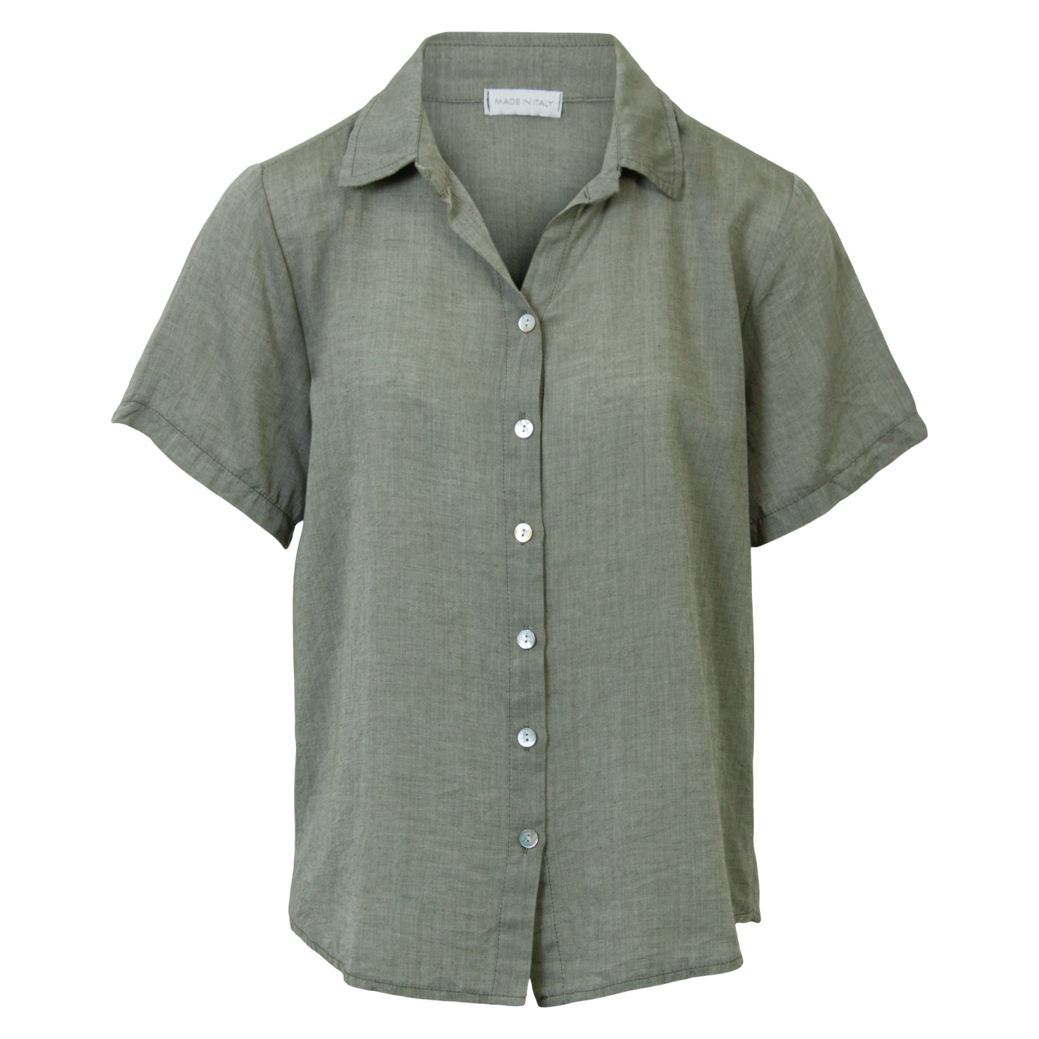 Leonora Dame Kortærmet skjorte i hørmix - Green