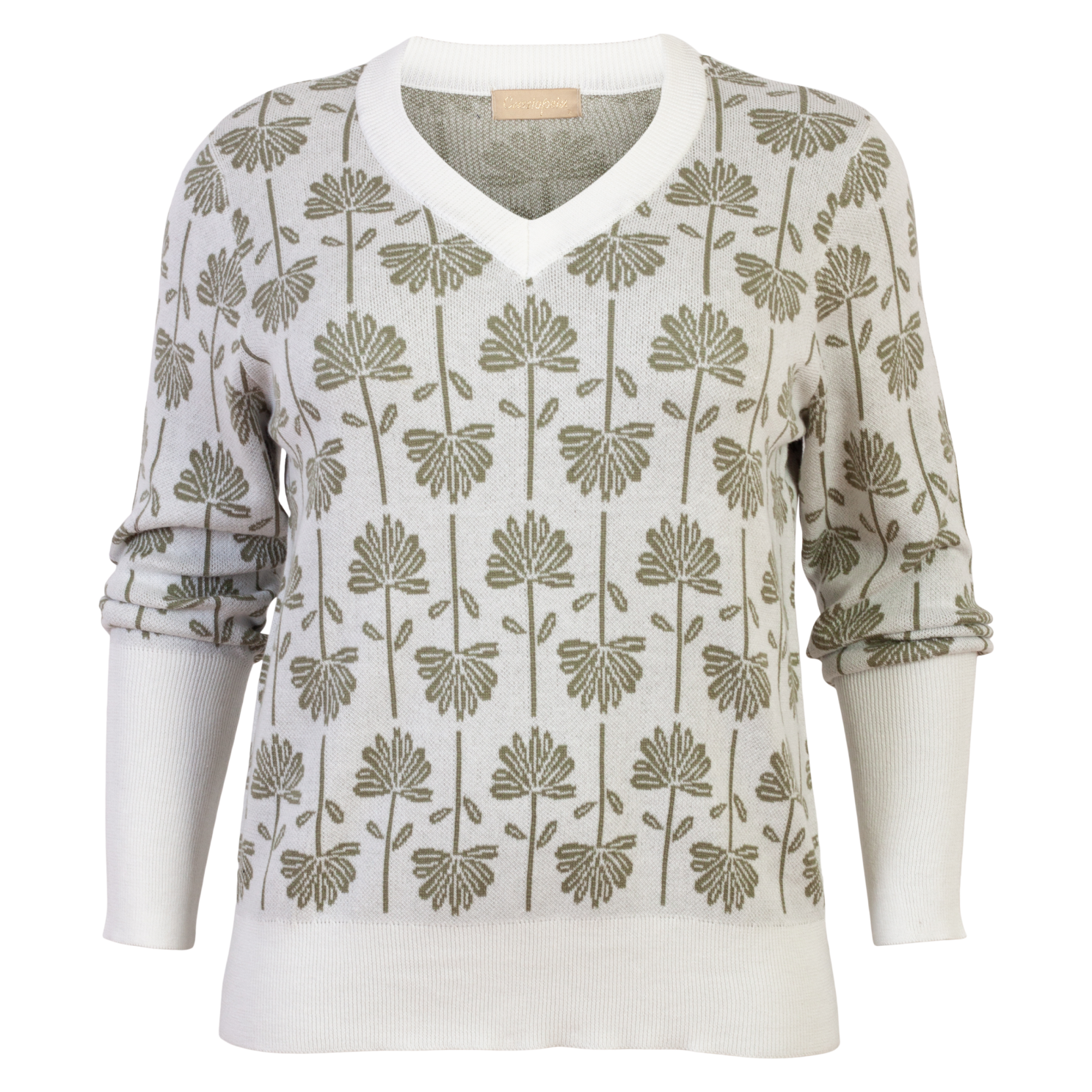 Cassiopeia Dame Striktrøje Plus Size - Green Combi