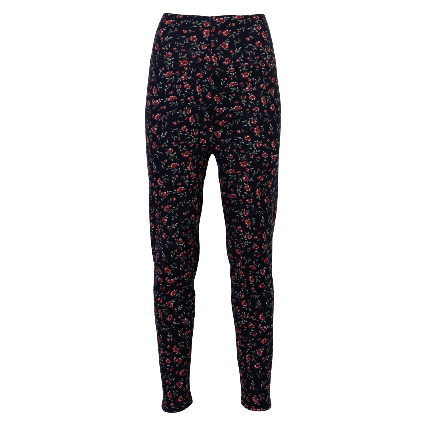Anyway Dame Termoleggings m. fleece - Navy/Rød blomst