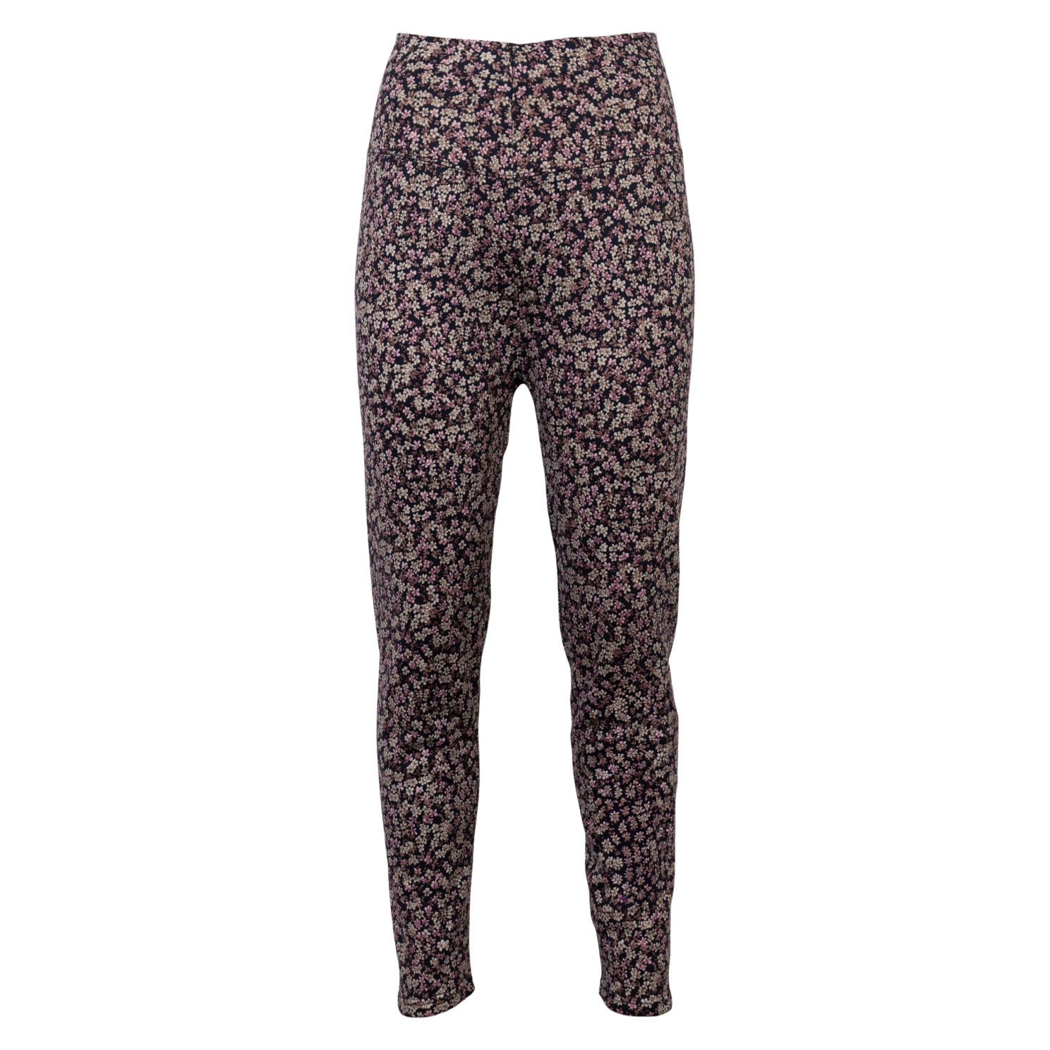 Anyway Dame Termoleggings m. fleece - Sort/Lyserød blomst