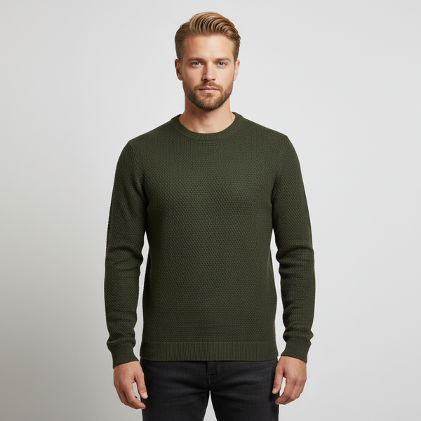 Marcus Langdon Herre Striktrøje - Olive Green Mix