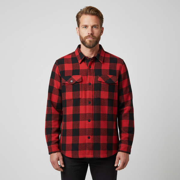 Marcus Chase Herre Overshirt m. fleece - Deep red