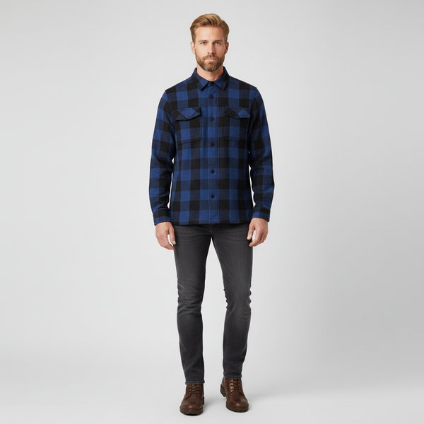 Marcus Chace Herre Overshirt m. fleece - Night Navy