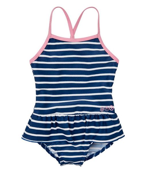 Minymo Pige Badedragt - Navy/L. Lyserød strib