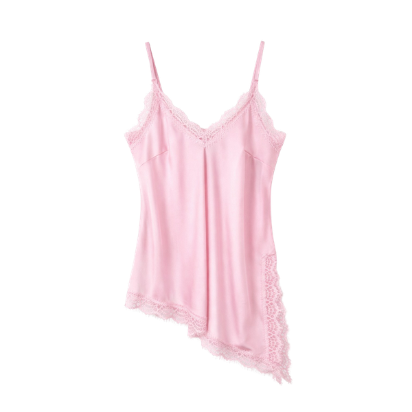 Vanting Satin Dame Top m. blonder - Rose