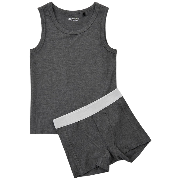 Minymo Drenge Undertøjssæt - Dark Gray melange