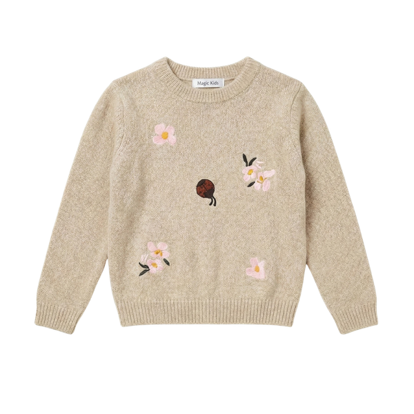 Magic Kids Pige Striktrøje - Sandshell