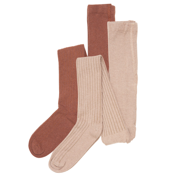 Minymo Børne Strømpebukser i uldmix - Hazel Brown