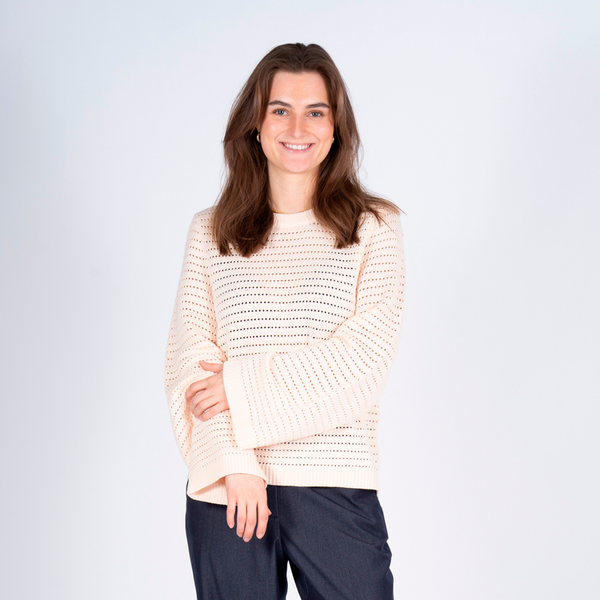 SASIA Mina Dame Striktrøje - EGGNOG OFF WHITE