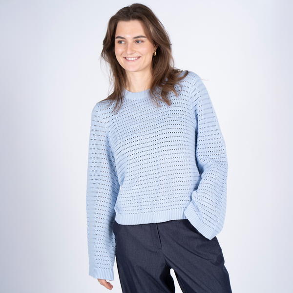 SASIA Mina Dame Striktrøje - CASHMERE BLUE