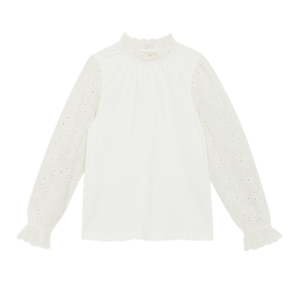 Creamie Pige Bluse i økologisk bomuld - Cloud