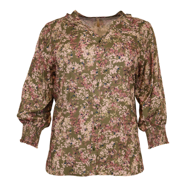 Cassiopeia Dame Bluse Plus Size - Green Combi