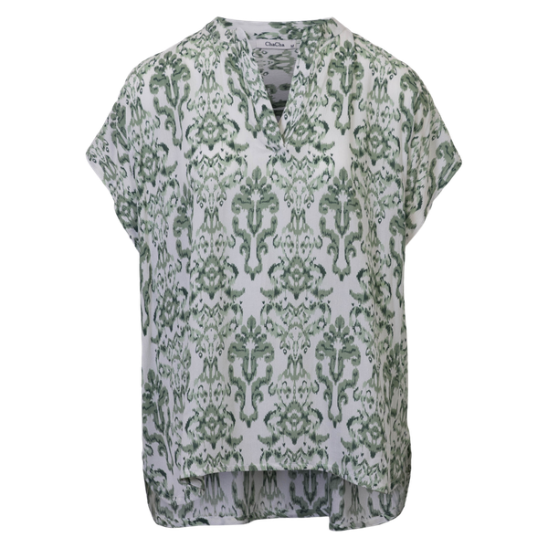 ZbyZ Dame Kortærmet bluse - Green combo