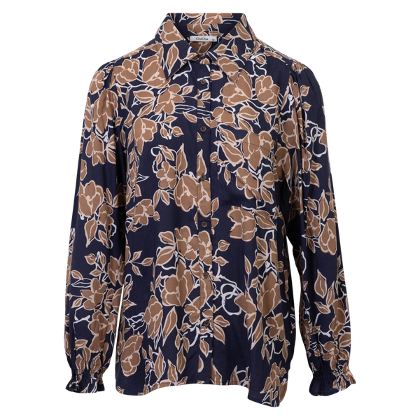 ChaCha Dame Skjorte - Blue/Beige AOP