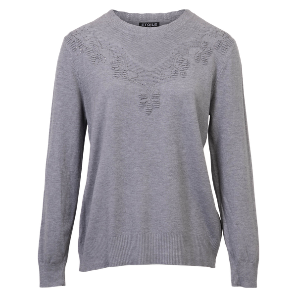 Etoile Dame Striktrøje - GRÅ