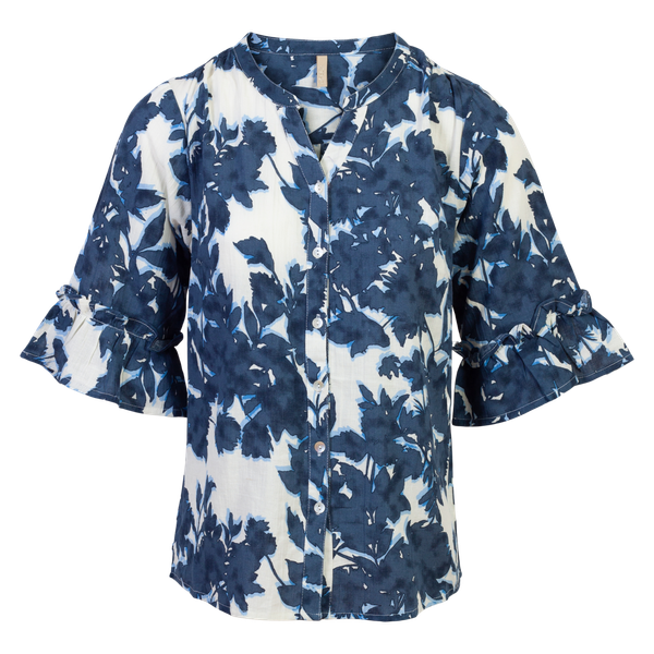 Ofelia Dame Kortærmet skjorte - Blue Combi