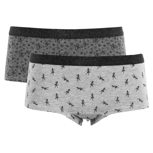 Queenz Uno Pige Trusser m. glimmer - GREY MELANGE AOP GIRL